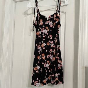 Black floral dress, short, XS